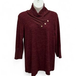 Elegant Burgundy Cowl Neck Sweater NEW Size 3X
